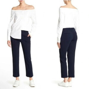 THEORY Hartsdale K Oxford Knit Blue Center Seam Trousers 10 Soft Stretchy NICE!